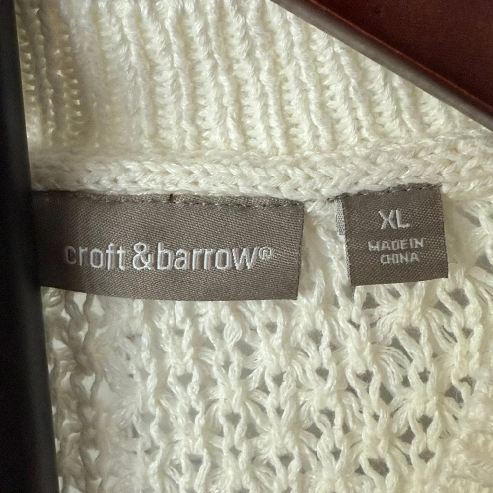 Croft & Barrow Women's Cream Cardigan Sweater - Picture 3 of 4